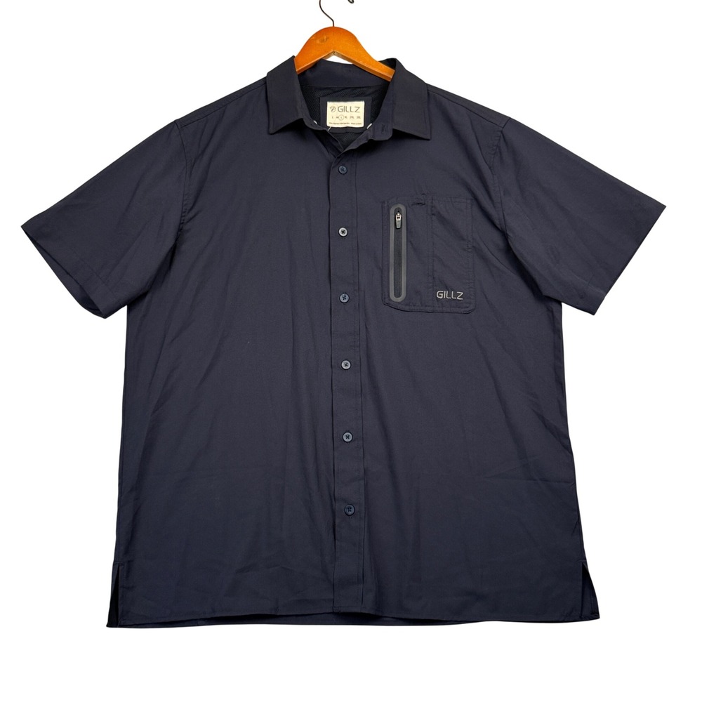 Gillz Vented Fishing Shirt Mens XL Blue‎ Button Short Sleeve